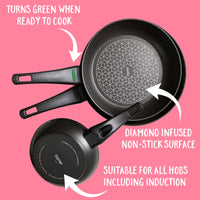 Prestige Thermo Smart Non Stick Frying Pan. Heat indicator on handle turns green when ready to cook. Diamond infused non stick is extra tough